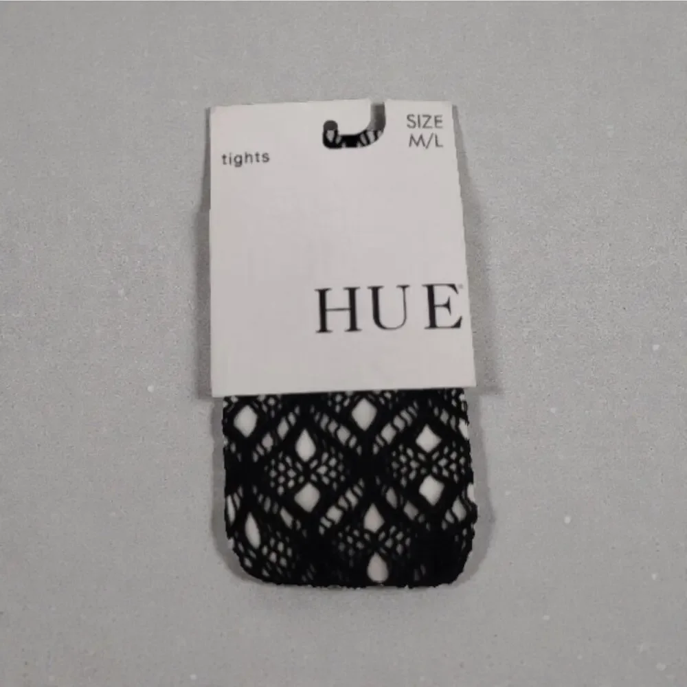 Hue Leggings Womens Medium Large Black Daisy Link Net Fishnet Italy Nylon